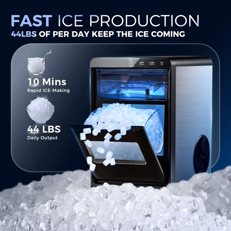 Simzlife Nugget Ice Maker Countertop, 44Lbs/24H Pebble Ice Maker Machine