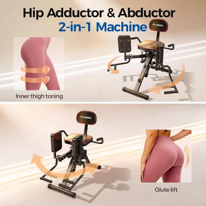 FED FITNESS 2-in-1 Hip Adductor & Abductor Machine, 6 Adjustable Resistance Bands,Dual Foot Bar, Home Gym for Glute & Inner Thigh