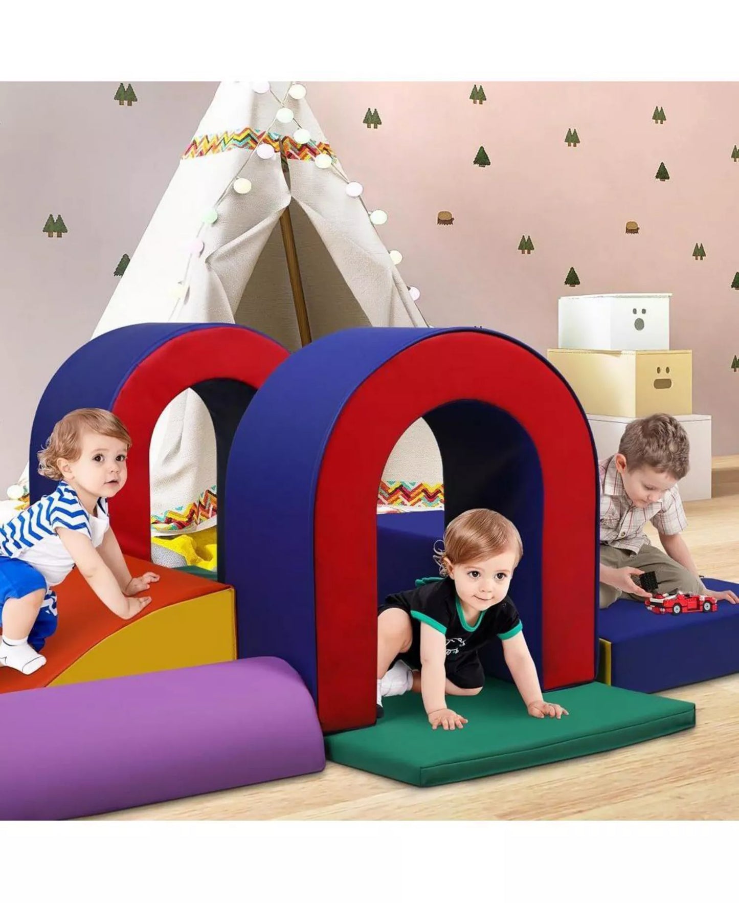 10-Piece Climb and Crawl Activity Play Set, Soft Foam Block for Climbing, Crawling and Sliding