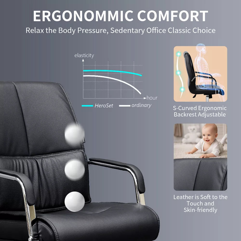 Lumbar Support Faux Leather Ergonomic Executive Office Chair - Tree City