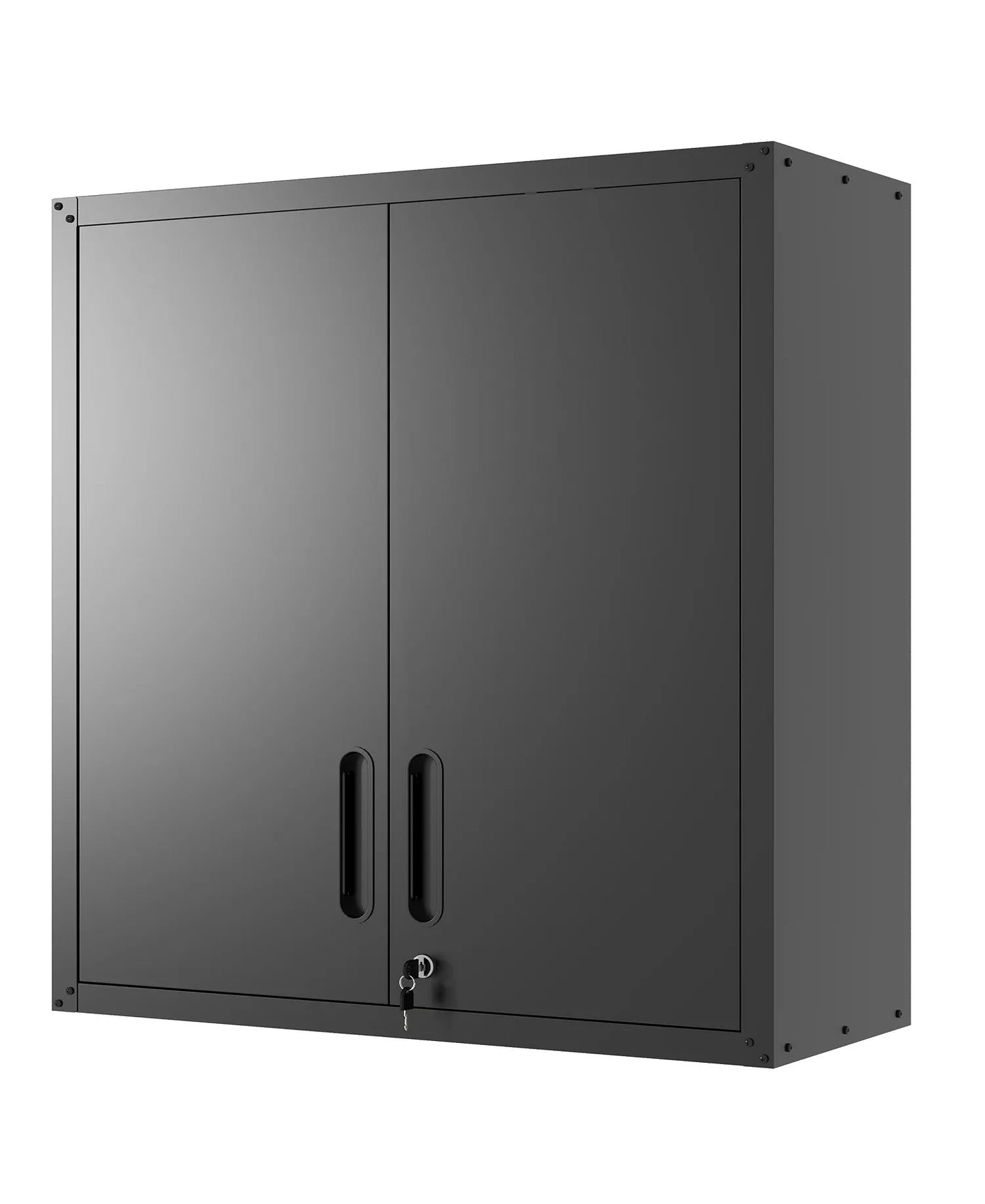 Wall Mount Steel Cabinet - Modern Storage Organizer with Lockable Doors and Open Shelf