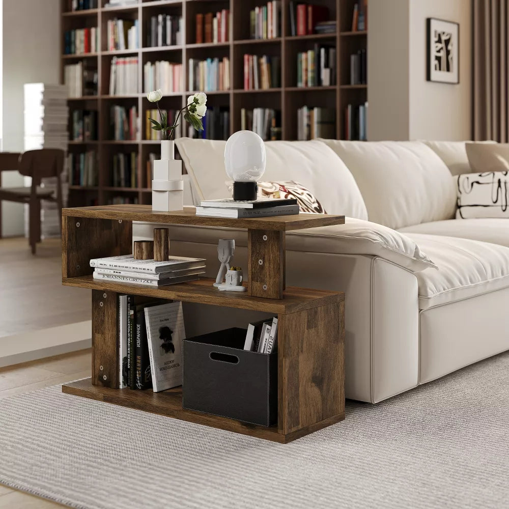 Tree City 24'' Rustic Entryway Console Table Bookcase with Multi-Tier Open Shelves