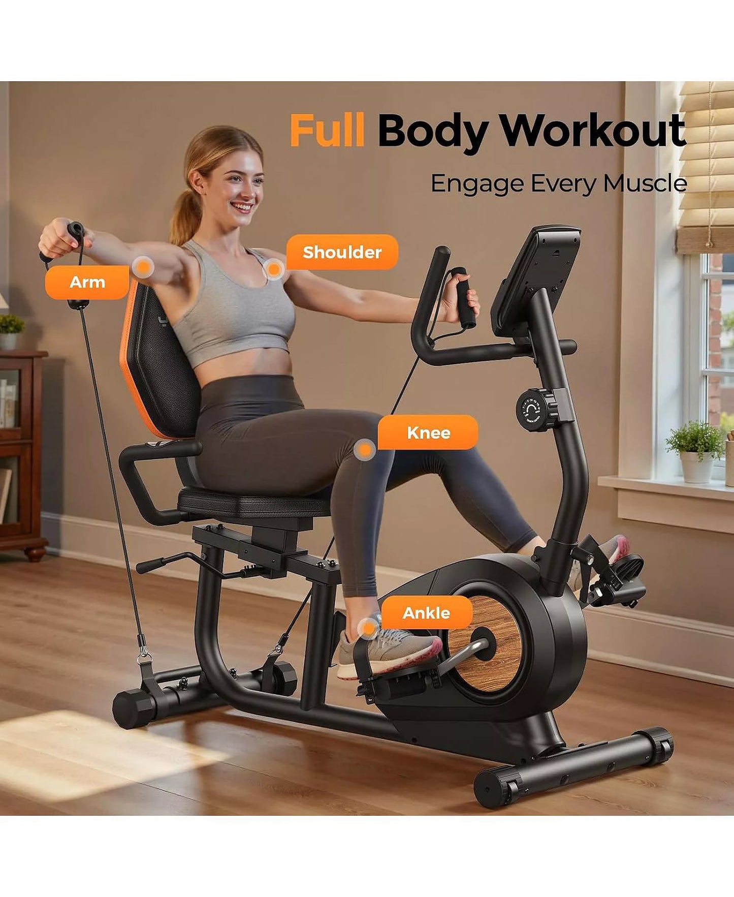 Smart Recumbent Exercise Bike Pro with APP, 350LB Capacity, 16-Level Magnetic Resistance, LCD Monitor and Pulse Sensors
