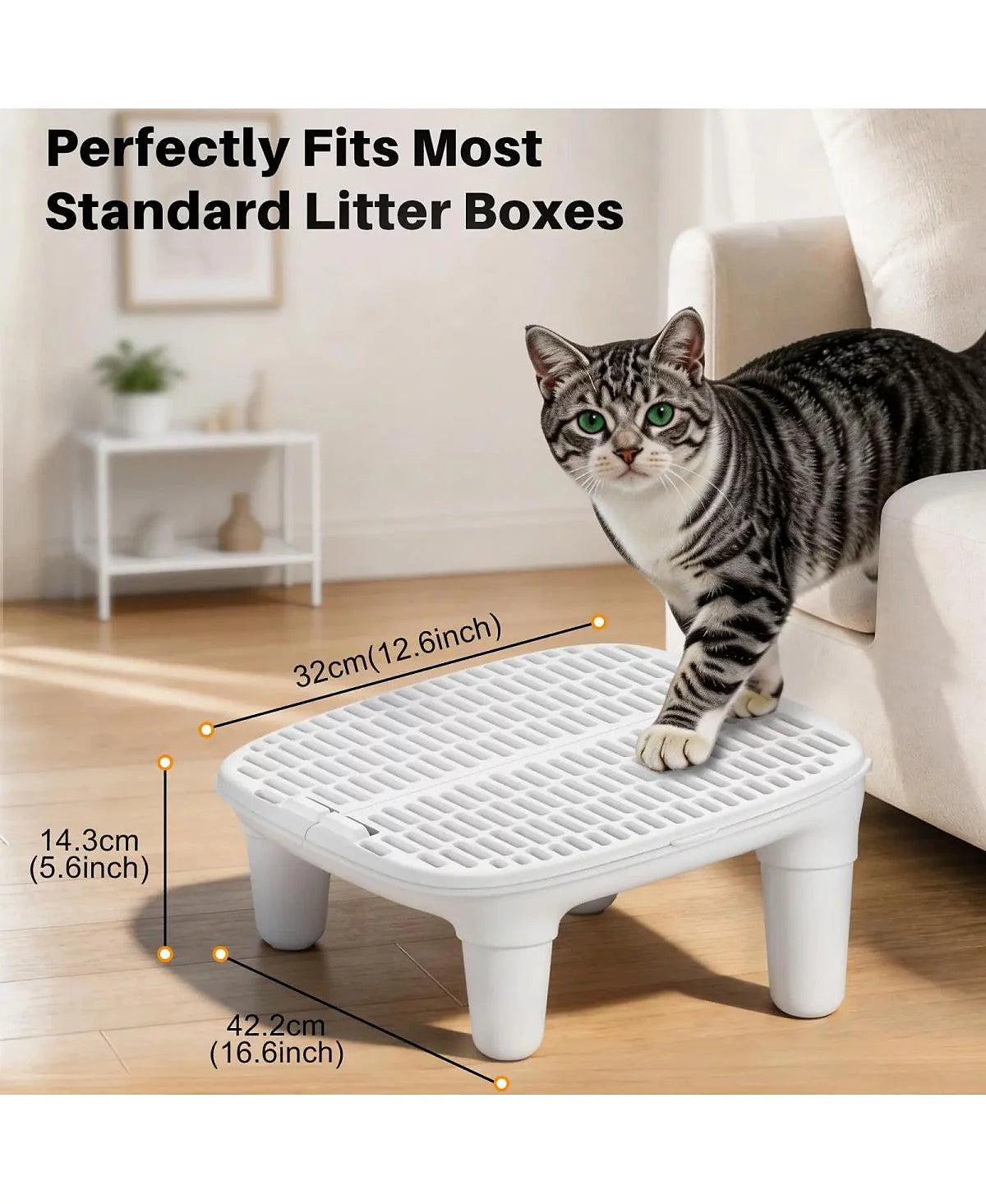 Cat Litter Box Step Ramp, Anti-Tracking Litter Catcher Pedal Stool, Detachable Entry Step for Automatic Litter Boxes