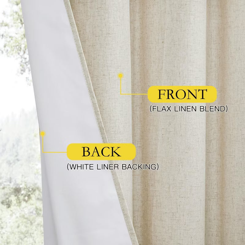 NICETOWN Blackout Noise Reducing Curtains, Linen Texture Grommet Window Treatments with Thermal Insulated Liner, 52W x 84L, Light Beige