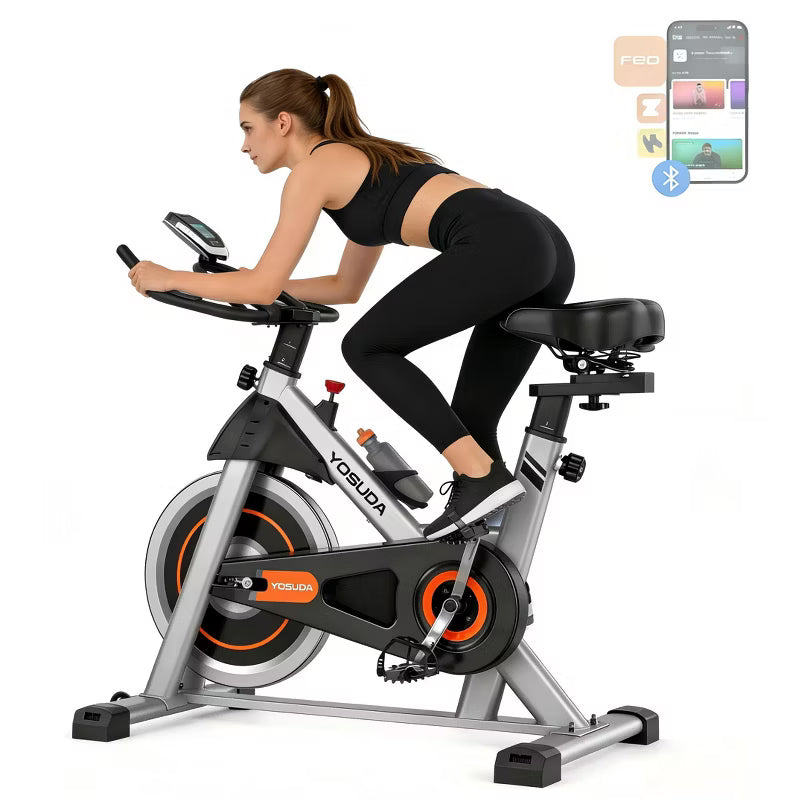 YOSUDA Exercise Bike, Quiet Indoor Cycling Bike with App, Tablet Holder and Fitness Courses for Home Weight Loss, 300 lbs Capacity