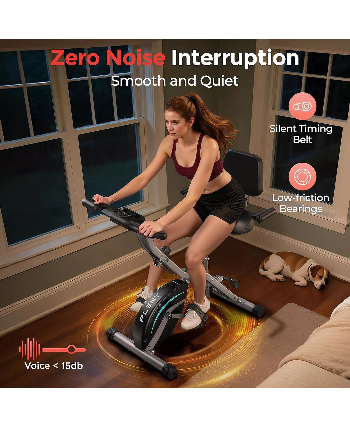 5-in-1 Magnetic Folding Exercise X-Bike, 6.6LB Flywheel, 330LB Weight Capacity, Back Support Cushion, LCD Monitor and Resistance Bands