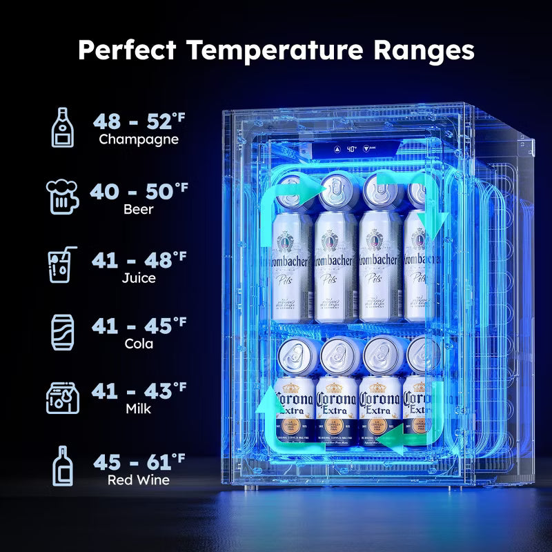 Simzlife 24Cans 0.6 cu. ft. Mini Fridge Cooler, Portable Beverage Refrigerator with Glass Door, Black