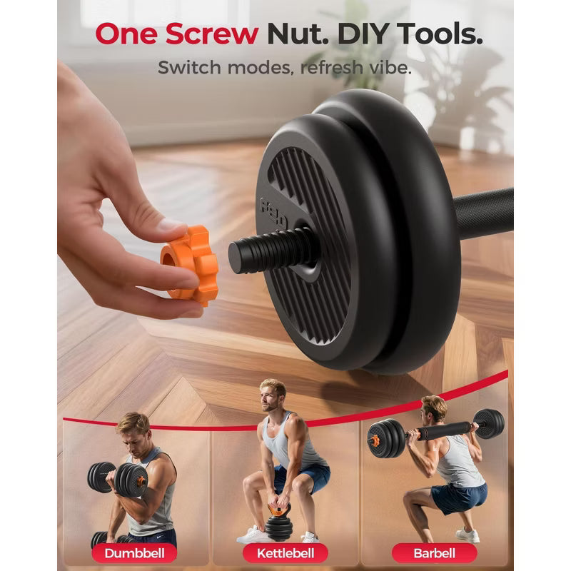 FED FITNESS Adjustable Dumbbells 30 lbs with Connector, 5 in1 Dumbbells Set Used as Barbell, Kettlebells, Push up Stand, Weight Plate