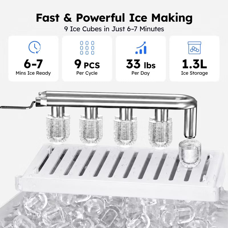 Simzlife Water Dispenser with Ice Maker, Bottom-Loading, 33 Lbs Bullet Ice, Hot/Cold/Ambient Water, Auto-Shutoff & Child Lock & Dry-Boil Protection
