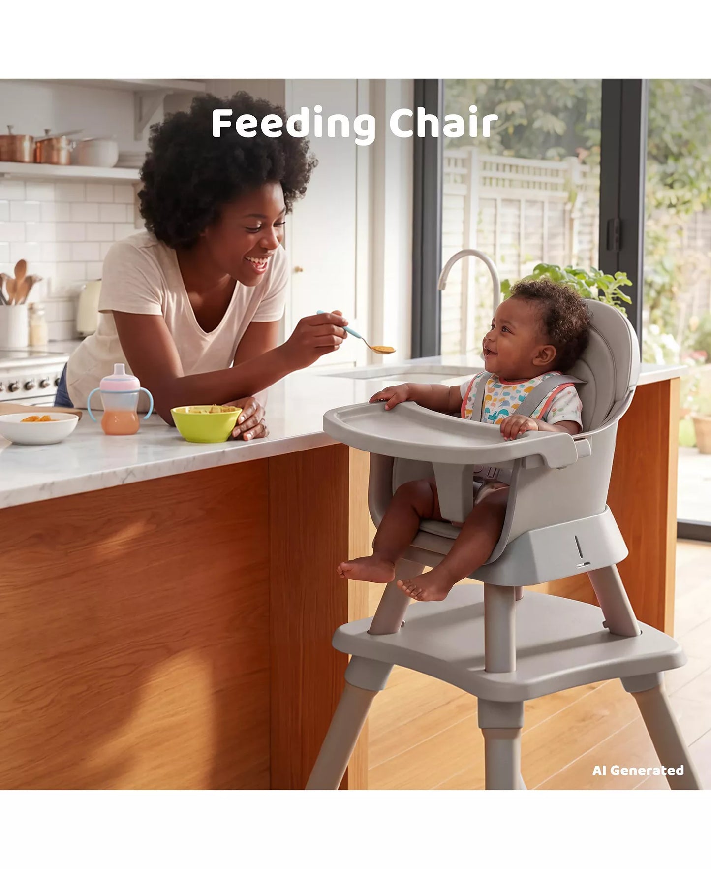 8-in-1 Baby High Chair Converts to Booster Seat and Kids Table Set with Removable Tray