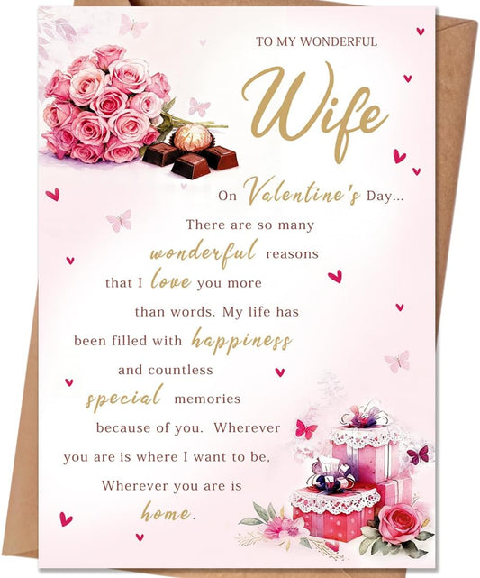 Valentines Day Card for Wife, Valentine's Day Cards Gifts for Wife from Husband