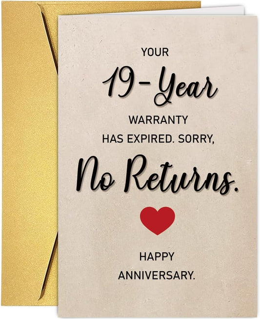 Funny 19th Wedding Anniversary Card for Women Men, Humorous 19 Years Anniversary Card & Gift for Husband Wife Partner Spouse Couple, Unique Nineteen Anniversary Decor For Him Her, 19 Year Anniv Gift