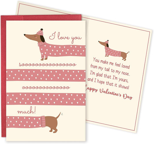 Funny Dachshund Valentine¡¯s Day Card, I Love You Valentines Card for Dog Lover, Cute Sausage Dog Vday Gift for Him Her