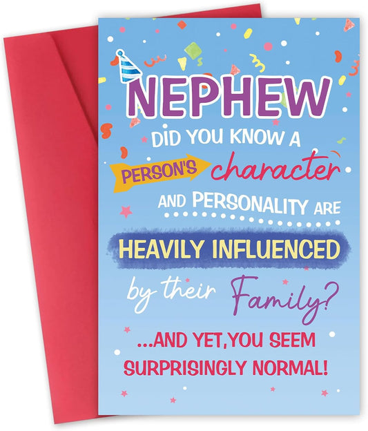 Nephew Birthday Card, Funny Birthday Card Gifts for Nephews from Aunt Uncle