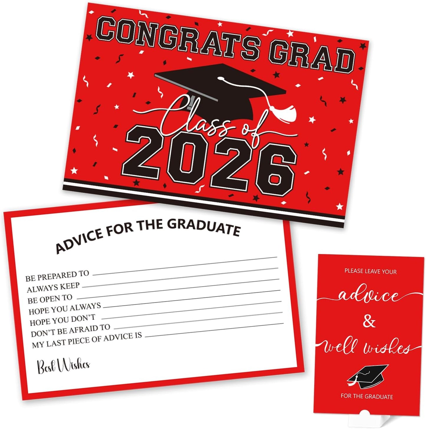 50PCs Graduation Wish & Advice Cards for Class of 2026 - Graduation Party Favors £¬Graduation Decorations, Congrats Grad Graduation Cards to Cherish Memories