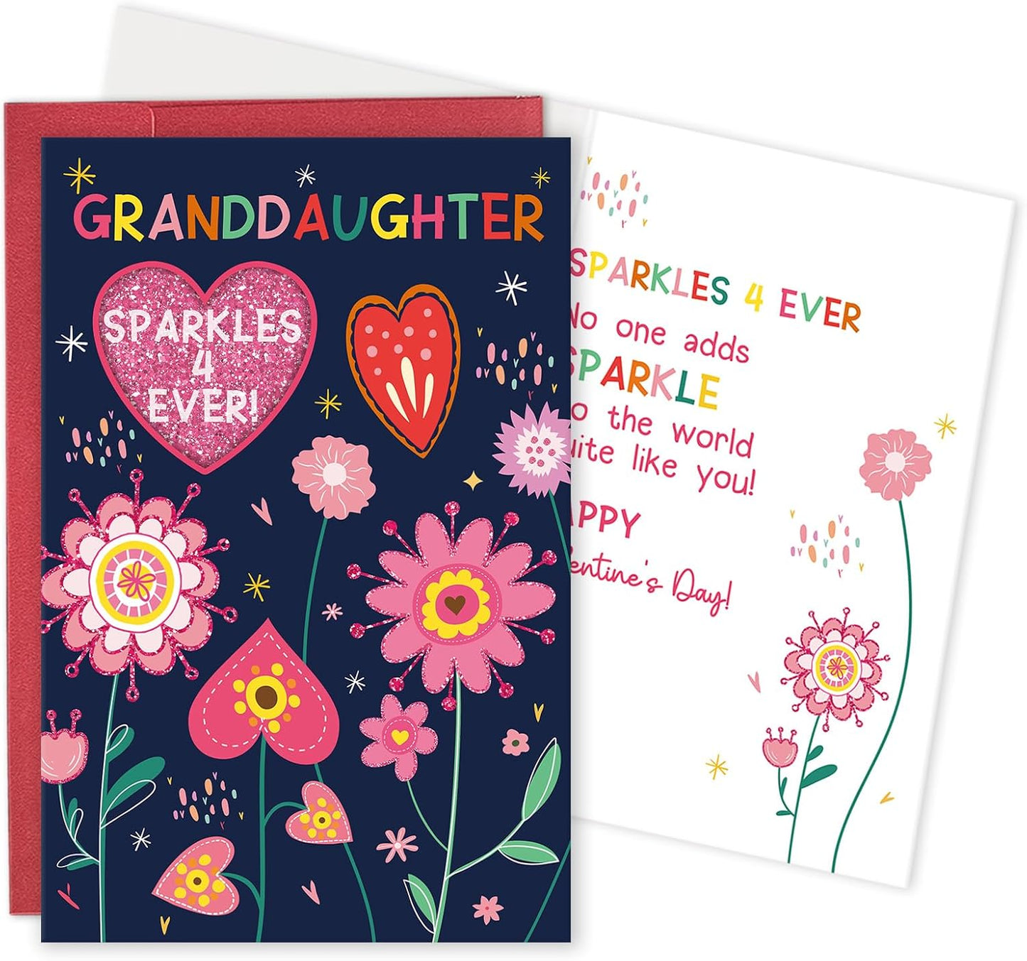 Granddaughter Valentine's Day Card, Happy Valentines Day Card for Granddaughter, Sweet Vday Gift from Grandma Grandpa, Sparkles for Ever