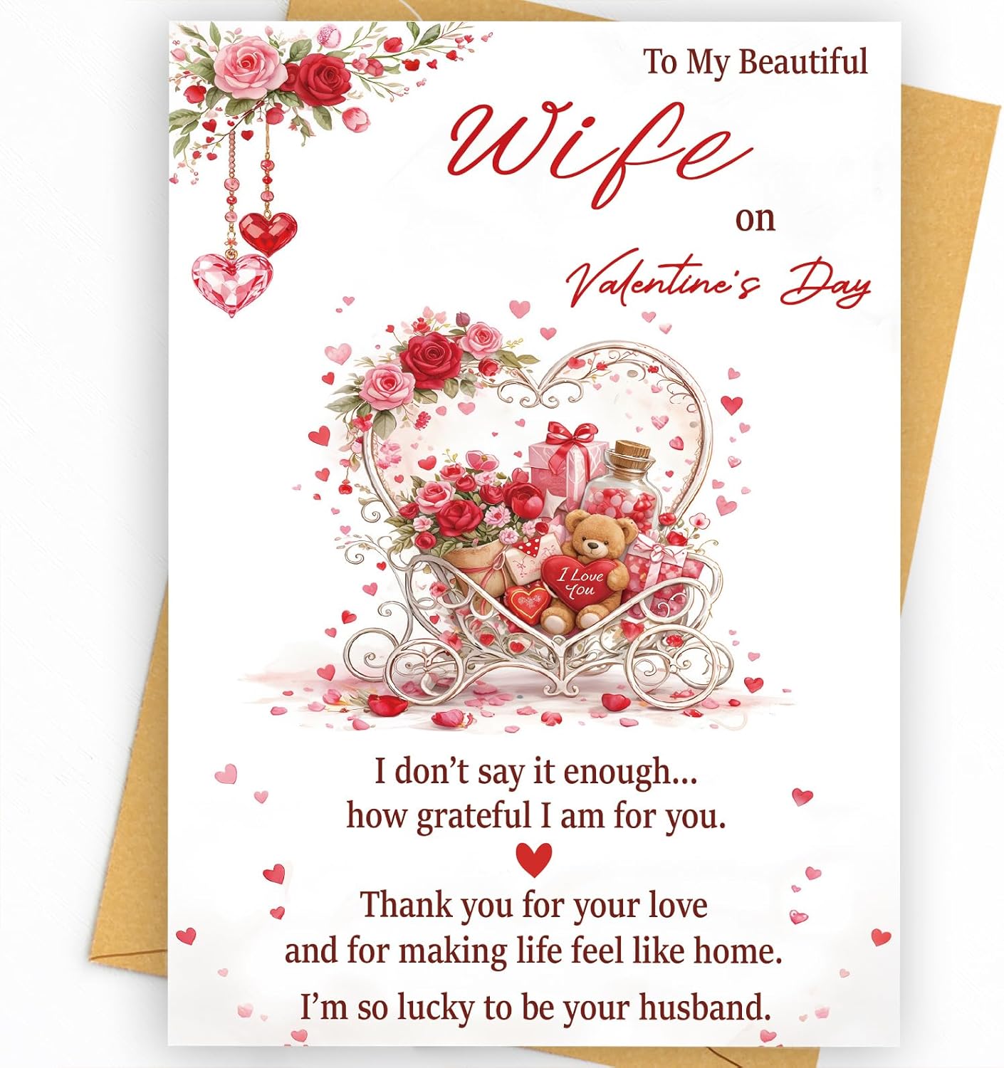 Happy Valentines Day Card Gifts Decorations for Her Wife Women, Womens Wife Valentine's Day Cards Gift Decor Ideas Sweetheart Romantic Funny Unique