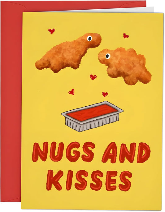 Funny Valentine¡¯s Day Card for Him ¨C Nuggs and Kisses Card, Men¡¯s Valentine¡¯s Day Gift, Boyfriend Valentine¡¯s Day Card, Valentine Card for Husband or Wife