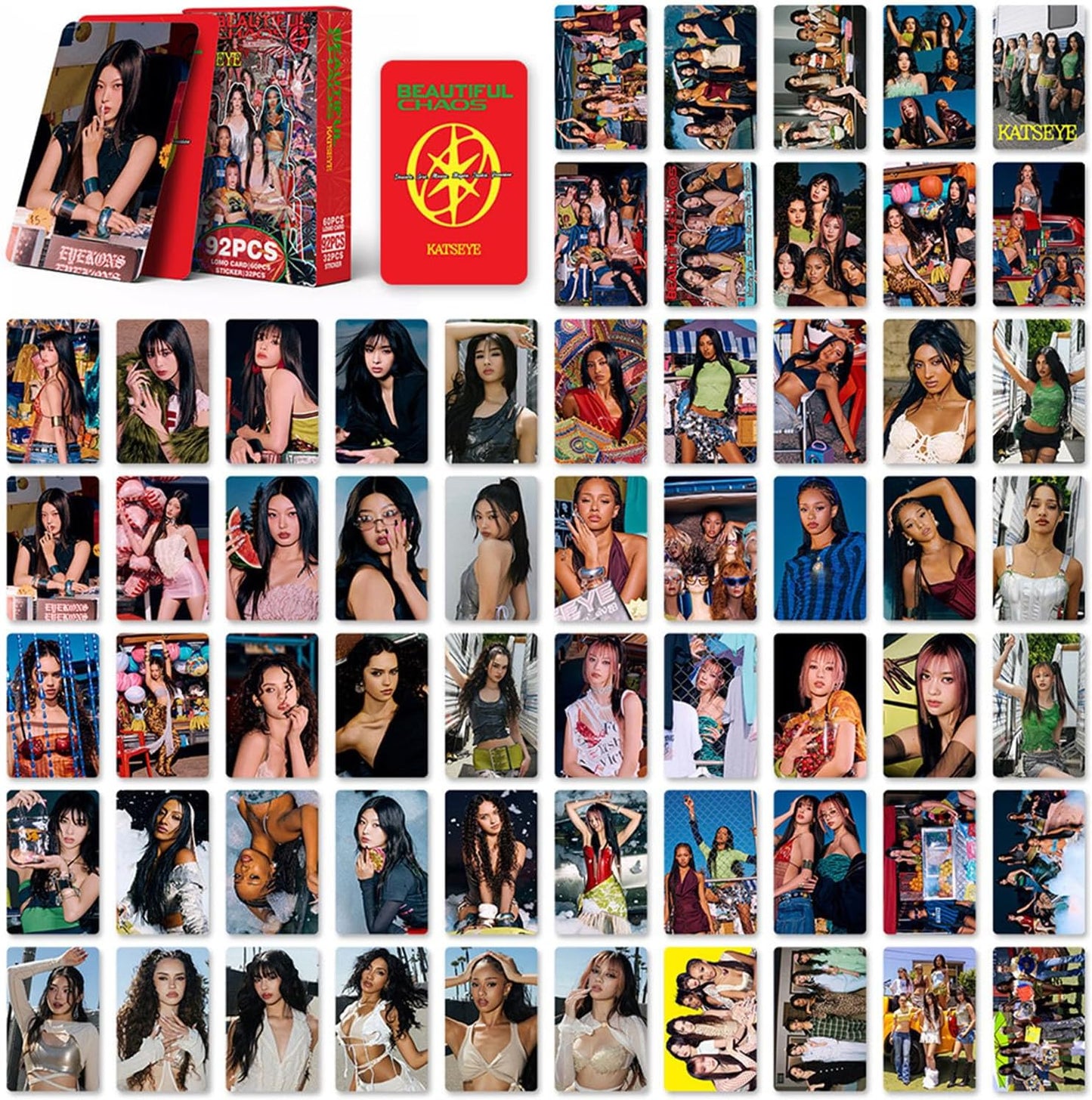 Katseye Photocards Flash Lomo Cards Set Gift for Fans 92pc+32pc Stickers