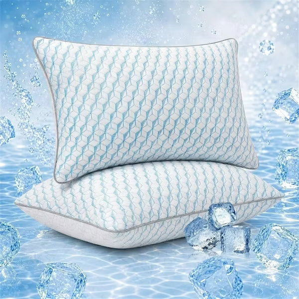 FCNIOS Bed Pillows Queen Size Pillows Set of 2, Cooling Pillow with Super Soft Down Alternative Fill for Side Back Stomach Sleepers