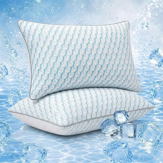 FCNIOS Bed Pillows Queen Size Pillows Set of 2, Cooling Pillow with Super Soft Down Alternative Fill for Side Back Stomach Sleepers