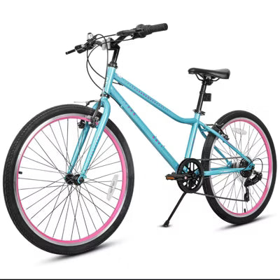 Hykolity 24inch Kids Teenager Mountain Bikes 7-Speed MTB Adjustable Seat Children Youth Bicycle Age 8-14+ Boy Girl Sport Bike, Mint Green