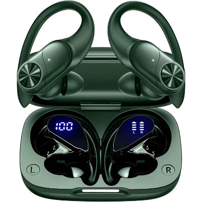 VEAT00L V6 Bluetooth Headphones Wireless Earbuds 88Hrs Playback Sport Ear Buds with Earhook Digital Display Charging Case