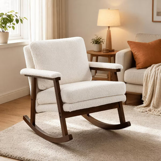 Modern Accent Chair ,rocking chair with Wood Frame, Upholstered Living Room Chairs , Reading Armchair for Bedroom Sunroom