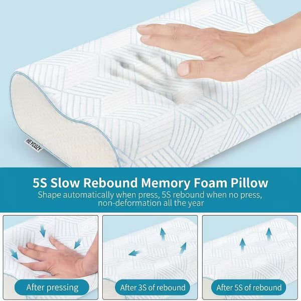 Bed Pillows 4-Layer Pillow for Neck Relief - Adjustable Memory Foam Pillow, Ergonomically Designed Pillow for Back & Side Sleepers, Queen Size