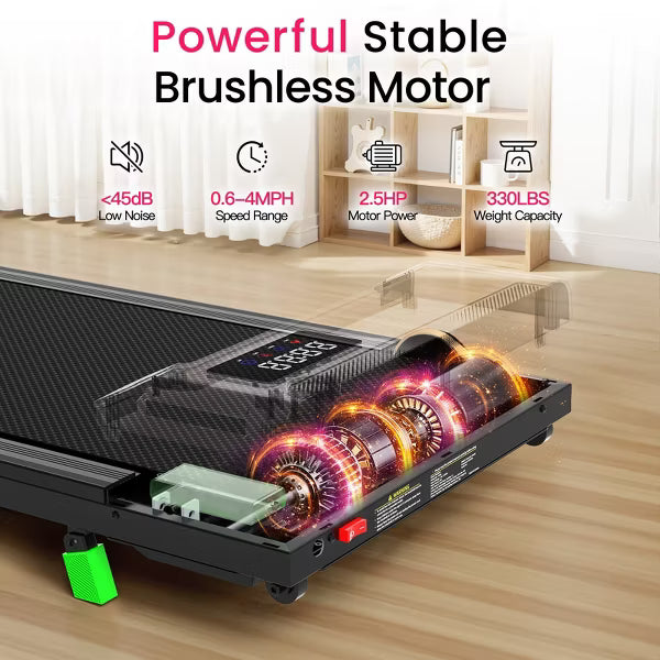 Akluer H03 Foldable Brushless Motor Treadmill With Handle and 6% Incline Remote Control & LED Display