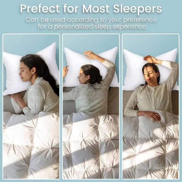 Bed Pillows Queen Size Set of 2 Cool Pillows for Side, Back, and Stomach Sleepers Oeko-Tex Certified Down Alternative Plump Filling