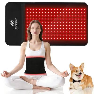 Morfone 200 Bulbs Wireless Red Light Infrared Therapy Pad Timed Portable Therapy Pad 24“ x 12” Relieves Back Shoulder and Knee Pain