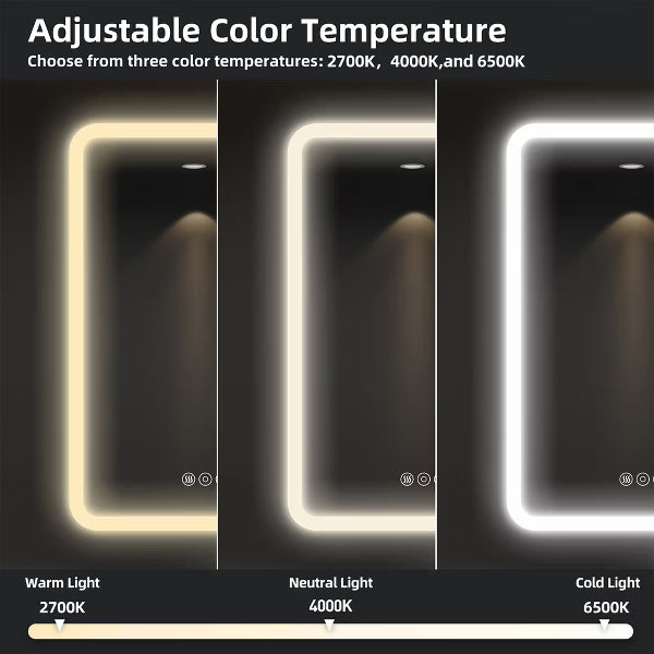 Modern LED Mirror Medicine Cabinet for Bathroom, Surface or Recessed Mount, Dimmable Lighting, Anti-Fog Technology, Adjustable Shelves,ETL Certified