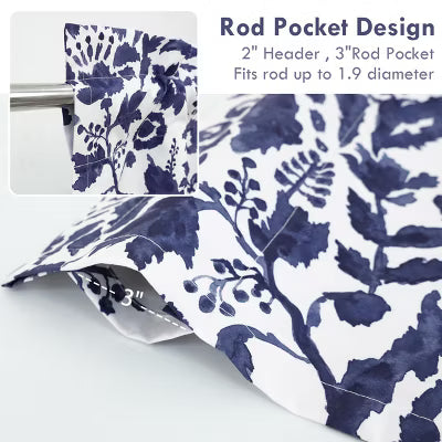 DriftAway Julia Lined Valance Double Layer Thermal Insulated Room Darkening Blackout Valances Navy 52X18