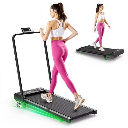 Akluer H03 Foldable Brushless Motor Treadmill With Handle and 6% Incline Remote Control & LED Display