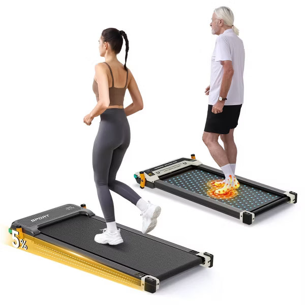 Akluer Walking Pad with Incline, 2-in-1 Under Desk Treadmill and Shiatsu Foot Massager Quiet 2.5HP Portable Treadmill for Home Office with LED Display