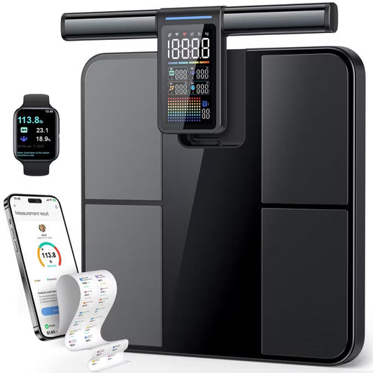 Teendow LVPIMAN Smart Scale for Body Weight and Fat, 57 Body Composition Metrics,BMI, Muscle Mass, 485lbs High Precision,With 5.25"Screen, Bluetooth