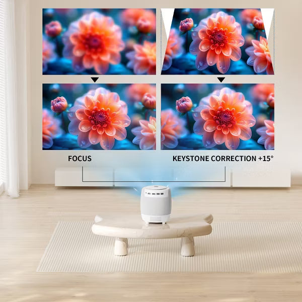 Portable 4K Projector with WiFi 6 & Bluetooth, Electric Focus, 187" Display, for TV Stick/Phone, HDMI USB, Indoor Outdoor