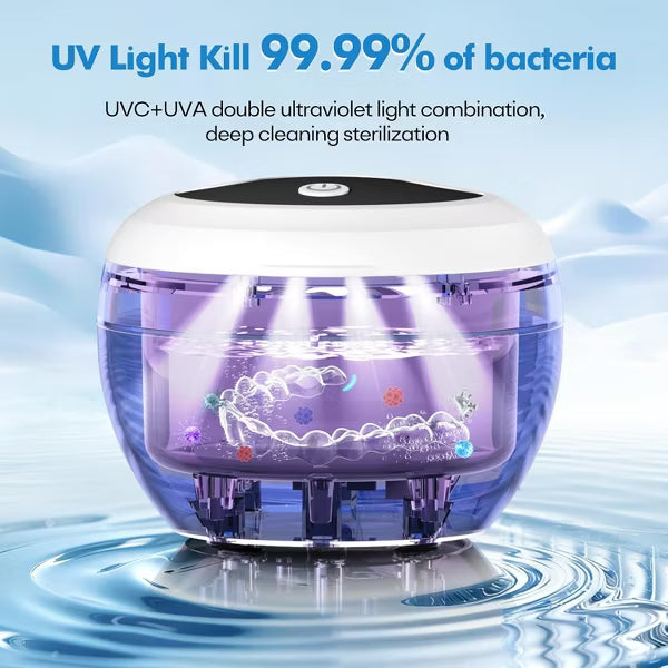 Portable Ultrasonic Denture Cleaner with UV Light for Retainers and Jewelry,Black