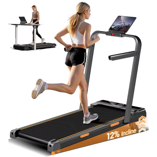 3 in 1 Walking Pad Treadmill with 16 Incline, Folding Treadmill with Handle Bar, Portable Treadmills for Home Small, 220 Lbs Capacity (dark black)
