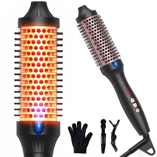 Dryhsip Infrared Round Brush,Heated Thermal Brush with Negative Ion Technology,5 Heat Settings for Blowout Look,Curling,Suitable for All Hair Types