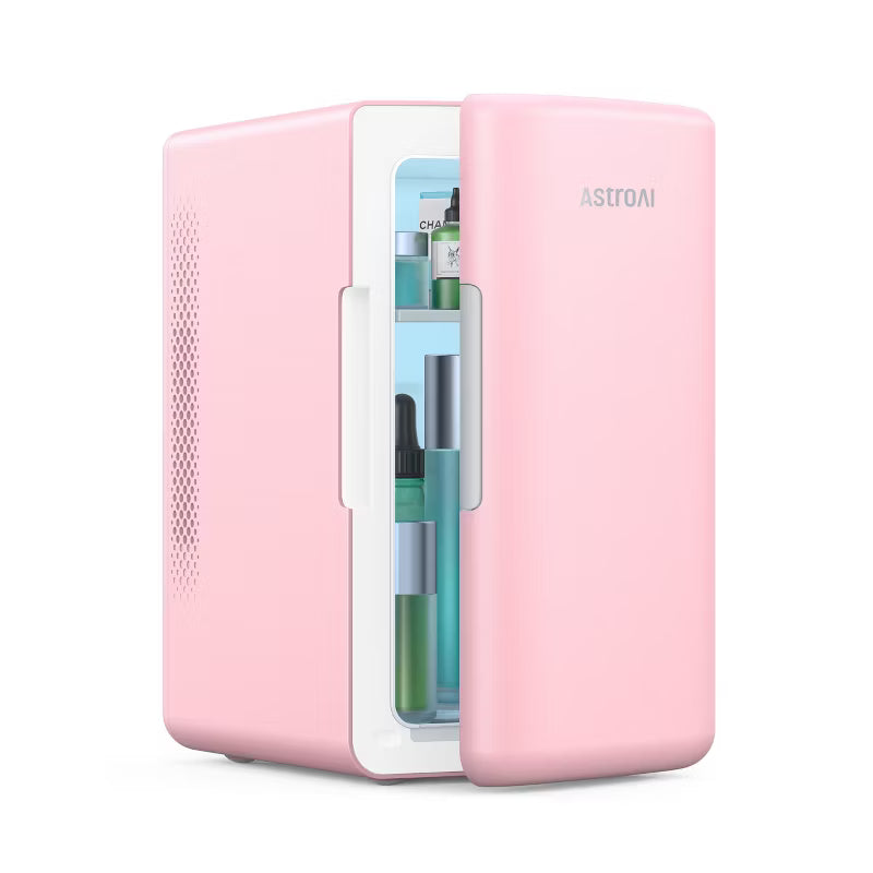 AstroAI Mini Fridge 6 Liter/8 Cans Beverage Skincare Fridge for Dorm Room Bedroom Pink