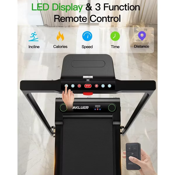 Akluer 2-in-1 Walking Pad Treadmill with Incline, 2.5 HP Under Desk Treadmill with Remote, Folding Compact Treadmill for Home Office with LED Display