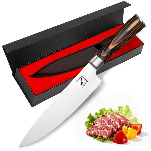Chef Knife- imarku 8 Inch Chef's Knives Japanese SUS440A Stainless Steel Sharp Knife, Kitchen Knife with Ergonomic Handle, Orange, Fathers Day gifts