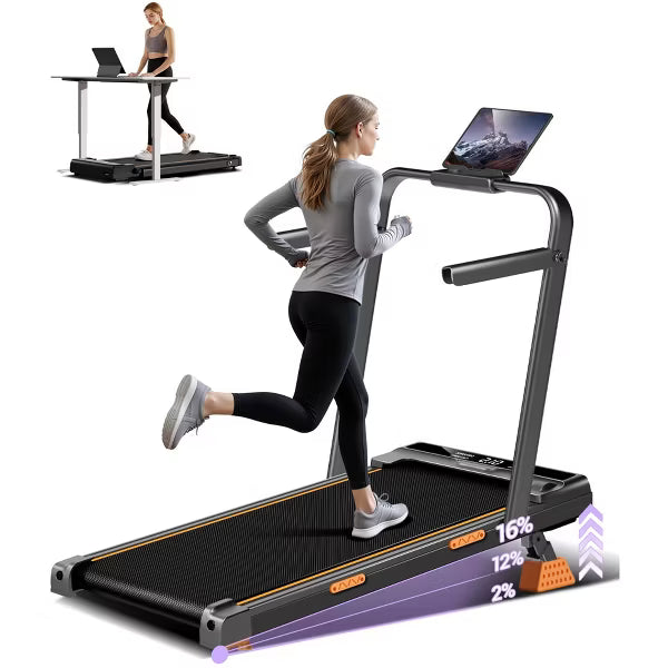 15% Incline Walking Pad Treadmill with Handle Bar - 2.5HP Quiet Folding Treadmill for Home Office Under Desk Portable walking pad treadmill