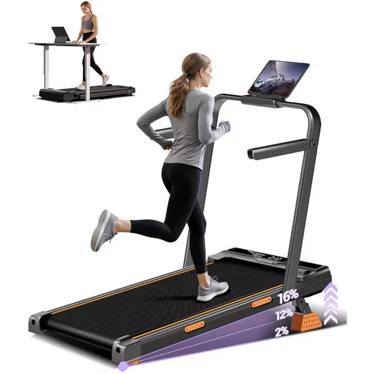 15% Incline Walking Pad Treadmill with Handle Bar - 2.5HP Quiet Folding Treadmill for Home Office Under Desk Portable walking pad treadmill