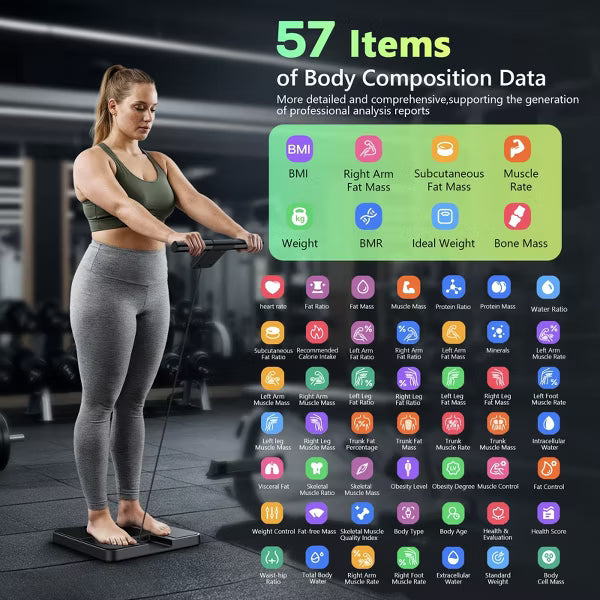 Teendow LVPIMAN Smart Scale for Body Weight and Fat, 57 Body Composition Metrics,BMI, Muscle Mass, 485lbs High Precision,With 5.25"Screen, Bluetooth
