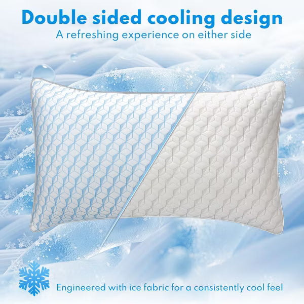 FCNIOS Bed Pillows Queen Size Pillows Set of 2, Cooling Pillow with Super Soft Down Alternative Fill for Side Back Stomach Sleepers