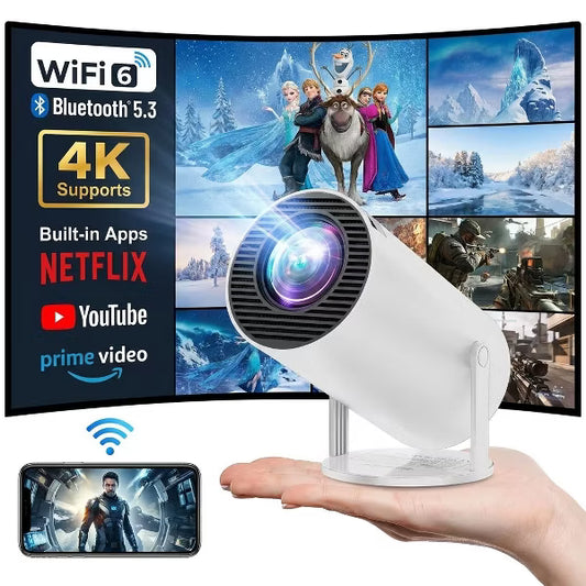Mini Portable Projector, 4K Smart Projector with WiFi 6 BT 5.0, Home Video Projector Built-in Android 11.0 OS, Auto Keystone Function